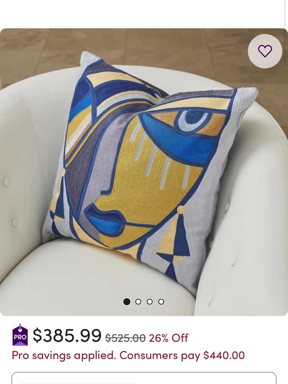 Global Views Abstract Face Accent Pillow in Yellow, Blue, Black, Gray